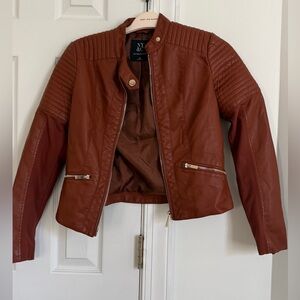 New York & Company Women's Rich Brown Leather Jacket
